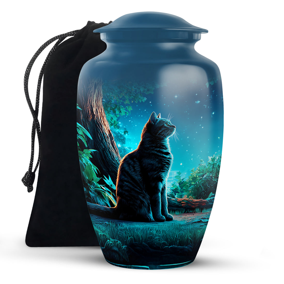 Night Cat Memorial Urn - Moonlight Cremation Urn For Human Ashes