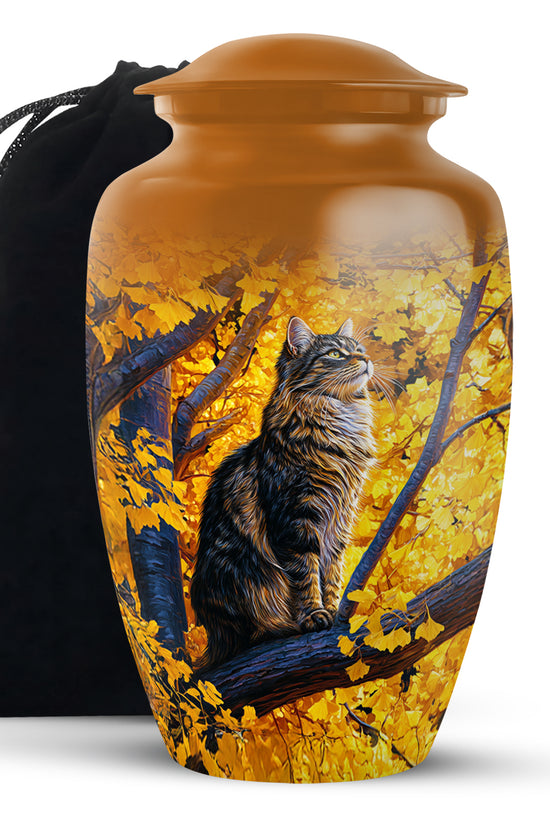 Autumn Nature Cat Cremation Urn - Elegant Funeral Urn For Human Ashes