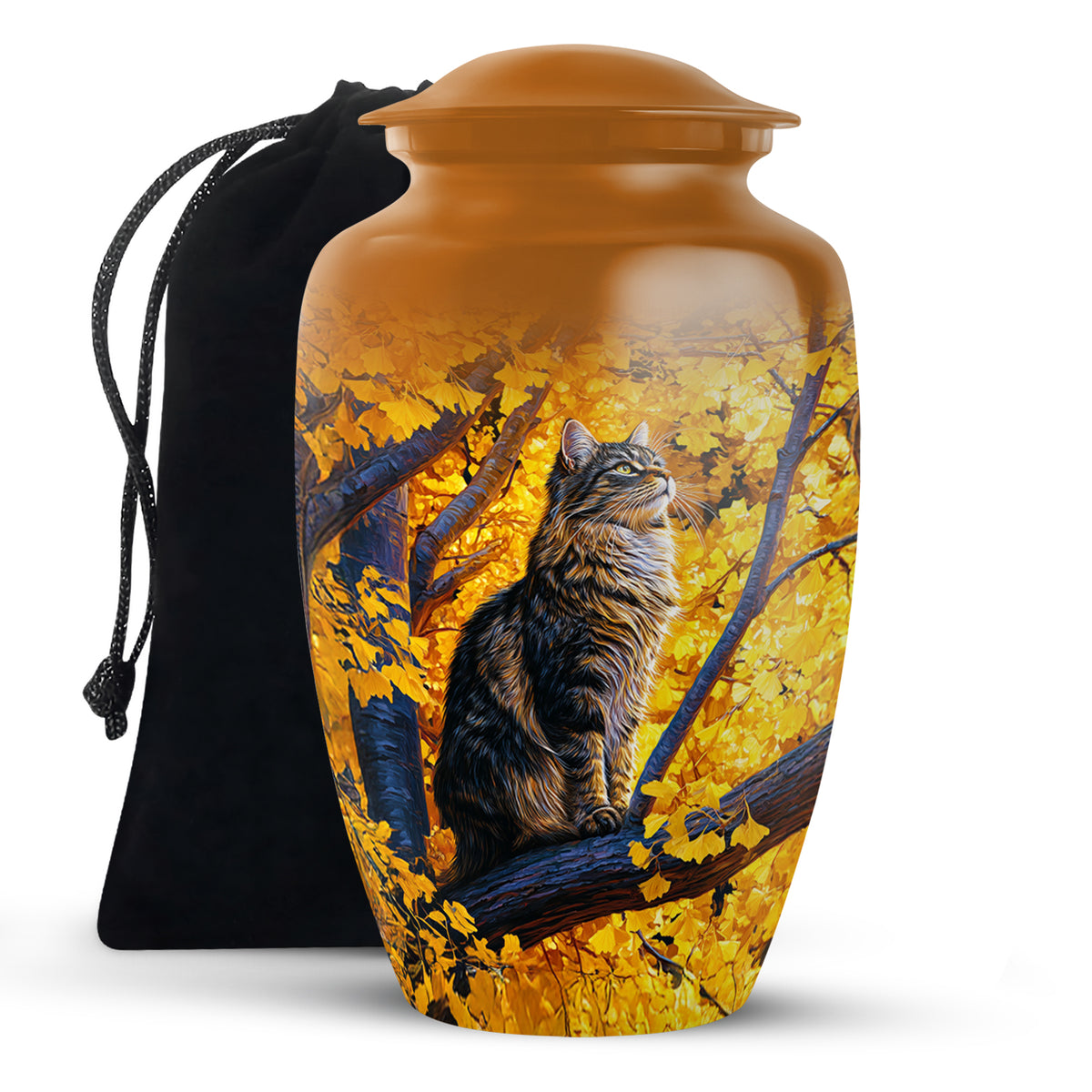 Autumn Nature Cat Cremation Urn - Elegant Funeral Urn For Human Ashes