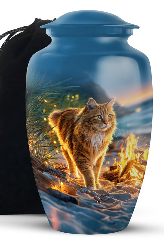 Beach Cat Memorial Urn - Campfire Cremation Urn For Ashes
