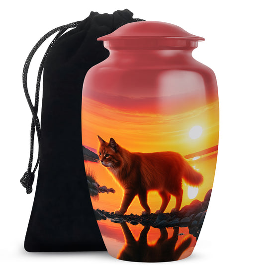 Sunset Cat Memorial Urn - Ocean Cremation Urn For Ashes