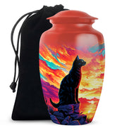 Black Cat Cremation Urn - Artistic Funeral Urn For Pet Ashes