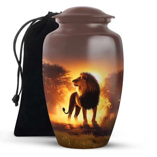 Lion Sunset Urn - Beautiful Burial Urns For Adult Human Ashes