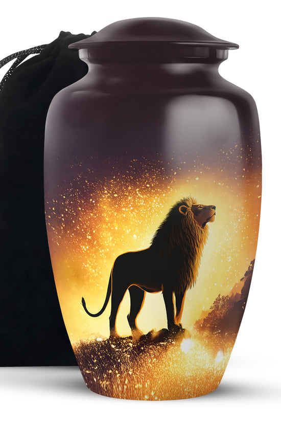 Lion Theme Cremation Urn - Memorial Container Urns For Human Ashes