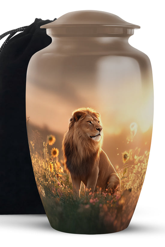 Resting Lion Cremation Urn - Urns For Human Ashes For Adults