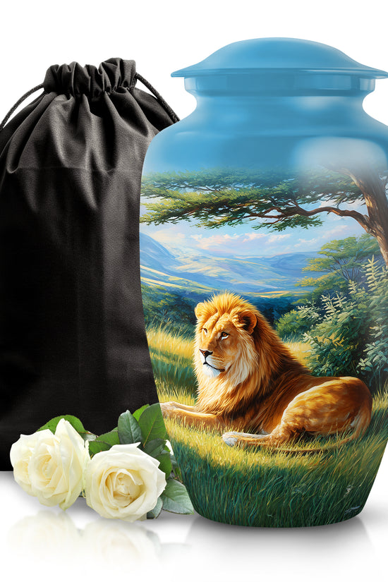 Mystic Lion Cremation Urn - Nature Valley Design Memorial Urn For Loved Ones