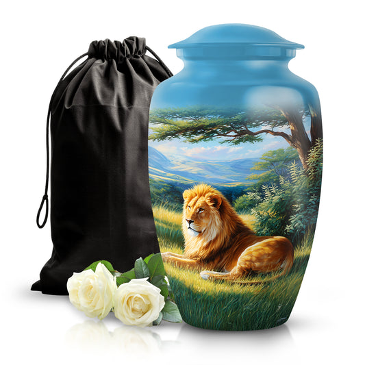 Mystic Lion Cremation Urn - Nature Valley Design Memorial Urn For Loved Ones