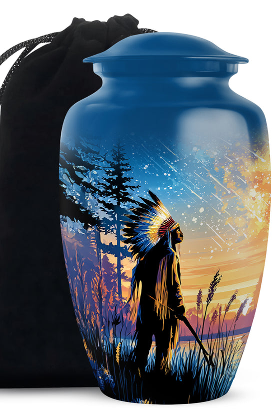 Native American Funeral Urn - Forest Cremation Urn For Human Ashes