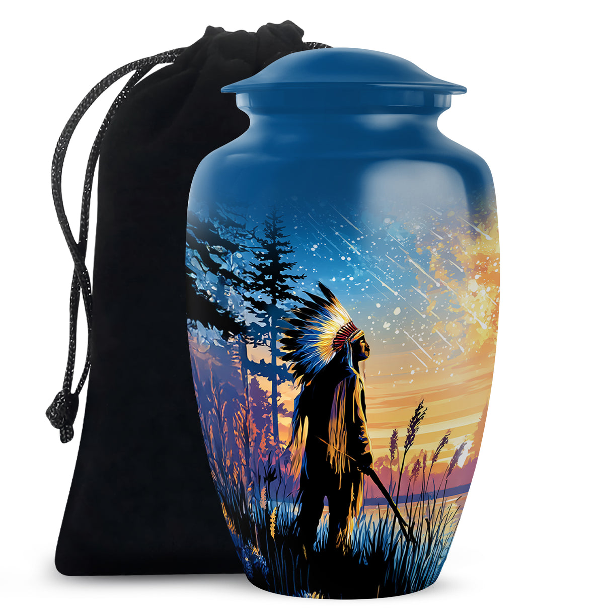 Native American Funeral Urn - Forest Cremation Urn For Human Ashes