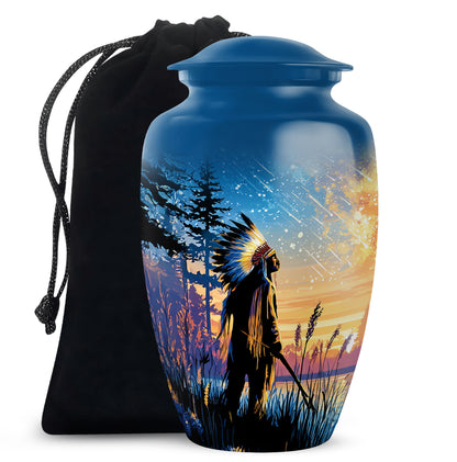 Native American Funeral Urn - Forest Cremation Urn For Human Ashes