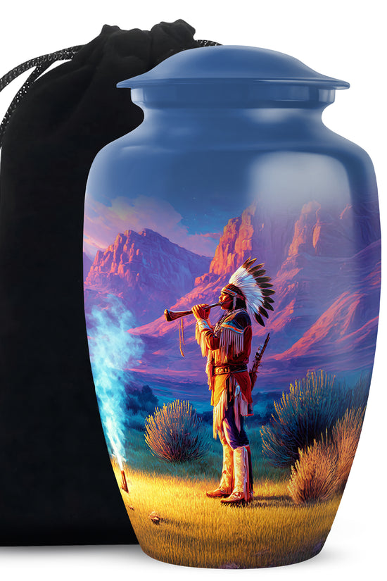 Native American Cremation Urn -Sunset Memorial Urn For Men