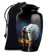 Native American Burial Urn - White Bear Spirit Memorial For Human Ashes