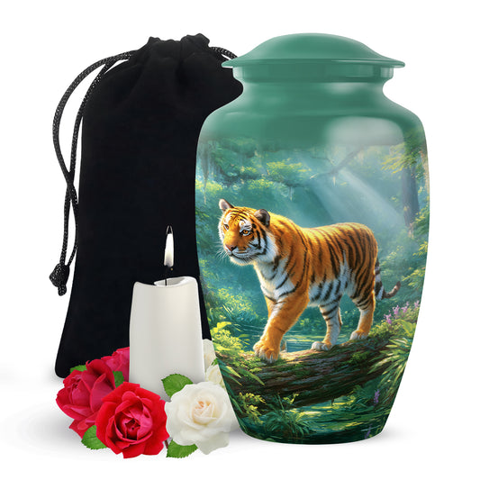 Tiger Memorial Urn - Jungle Wildlife Cremation Urn For Male Ashes