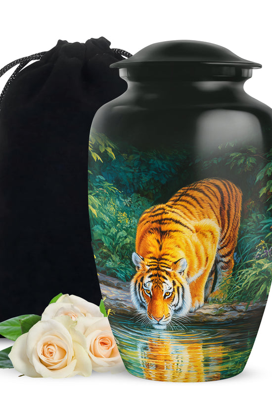 Wildlife Tiger Funeral Urn - Nature River Cremation Urn For Loved Ones