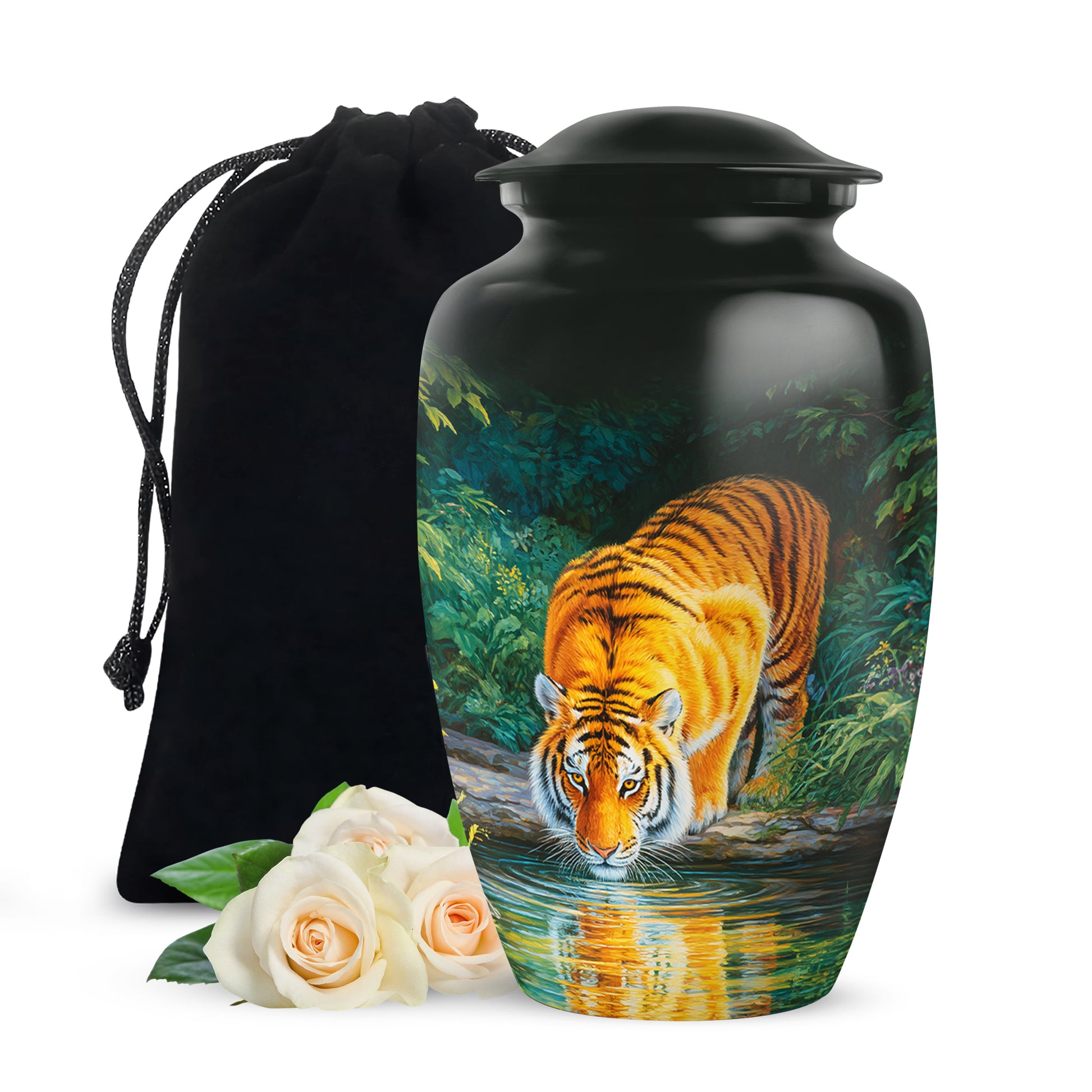 Wildlife Tiger Funeral Urn - Nature River Cremation Urn For Loved Ones