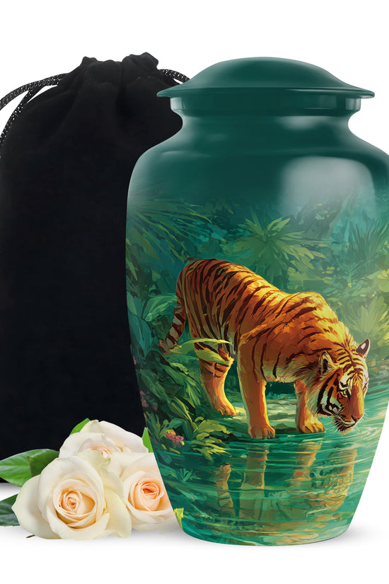 Forest Tiger Funeral Urn - Tropical River Memorial Urn For Burial