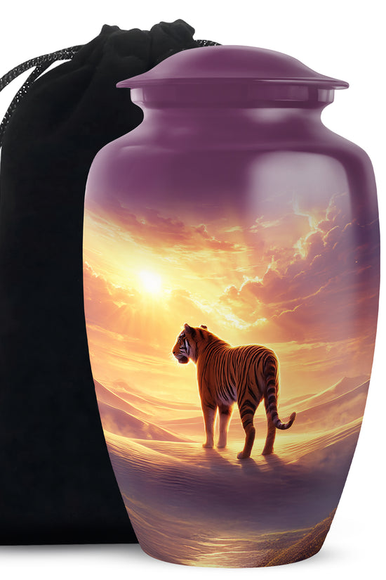 Sunset Tiger Cremation Urn - Majestic Memorial Urn For Male