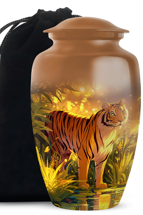 Jungle Tiger Funeral Urn - Aristic Cremation Urn For Burial