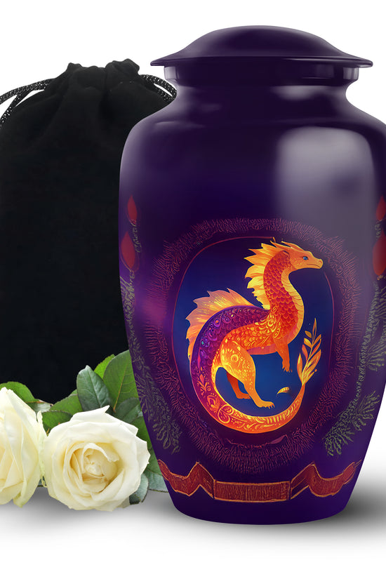 Unique Dragon Cremation Urn - Purple Memorial Urn For Loved Ones