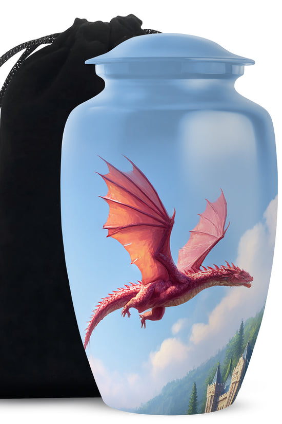 Flying Dragon Funeral Urn - Blue Cremation Urn For Human Ashes