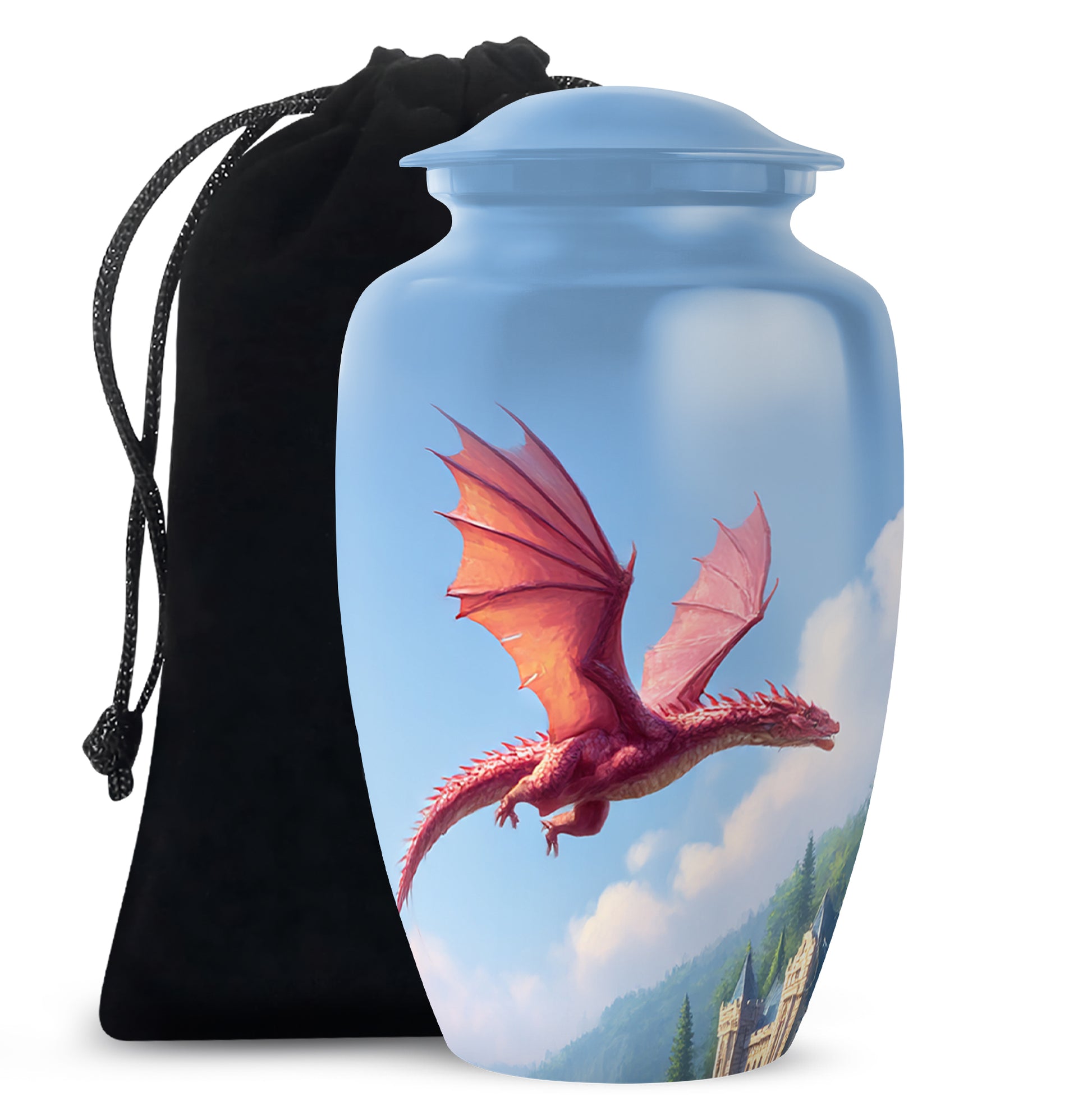 Flying Dragon Funeral Urn - Blue Cremation Urn For Human Ashes