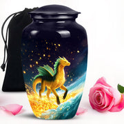 Golden Dragon Cremation Urn - Fantasy Memorial Urn For Human Ashes