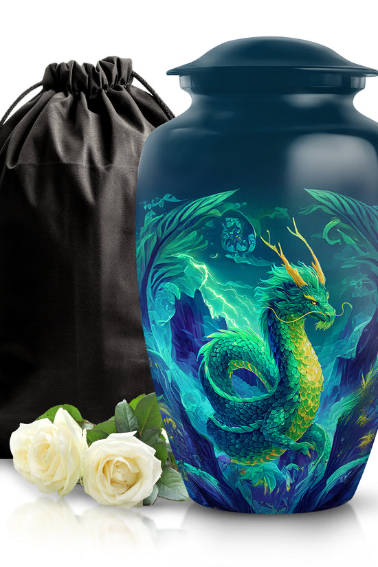 Thunder Dragon Funeral Urn - Fantasy Cremation Memorial Urn For Burial
