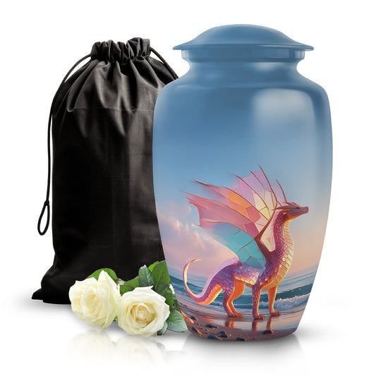 Fantasy Dragon Cremation Urn - Beach Memorial Urn For Human Ashes
