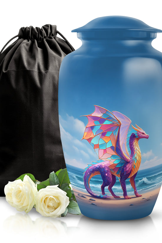 Colorful Dragon Memorial Urn - Ocean Fantasy Cremation Urn For Burial