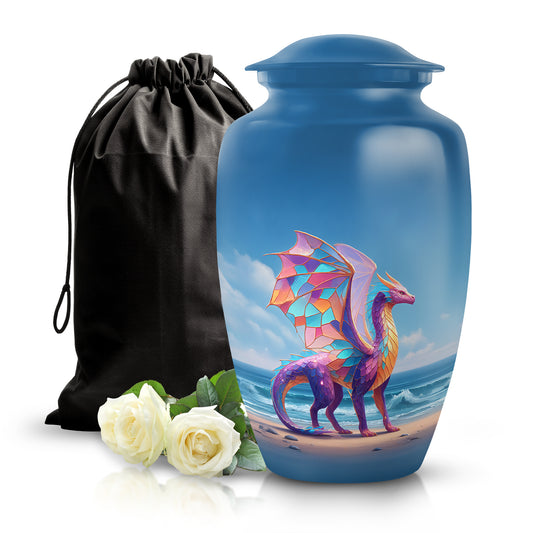 Colorful Dragon Memorial Urn - Ocean Fantasy Cremation Urn For Burial