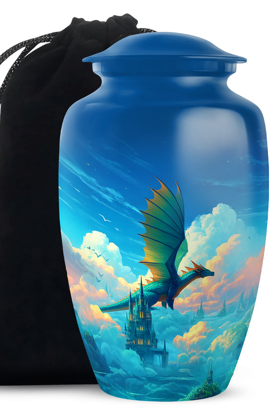 Unique Dragon Memorial Urn - Castle Scene Cremation Urn For Burial