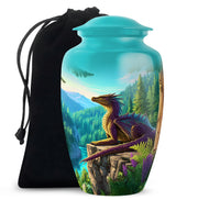 Fantasy Dragon Funeral Urn - Forest Landscape Memorial Urn For Ashes