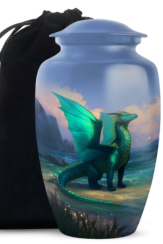 Green Dragon Memorial Urn For Ashes - Beautiful Cremation Urn For Burial