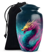 Colourful Dragon Memorial Urn - Aluminium Cremation Urn For Adult Ashes