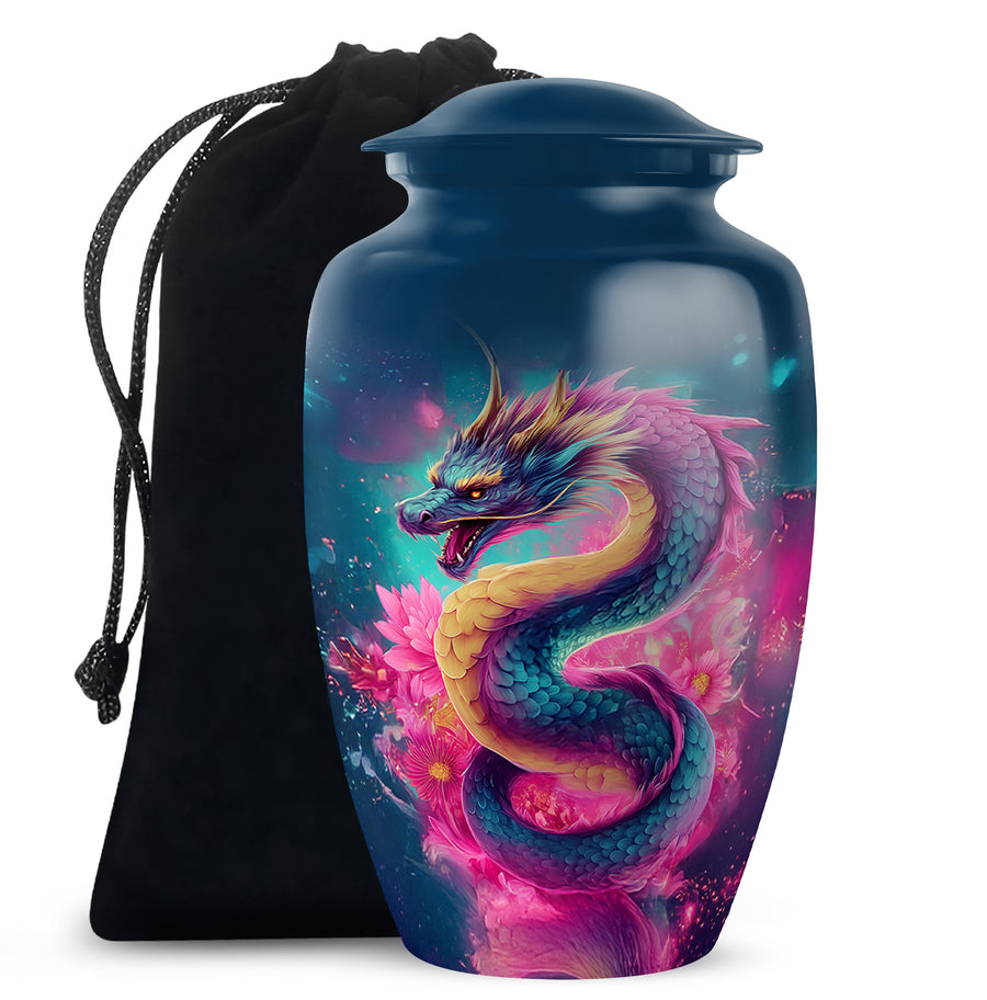 Japanese Dragon Funeral Urn - Unique Burial Urn For Human Ashes