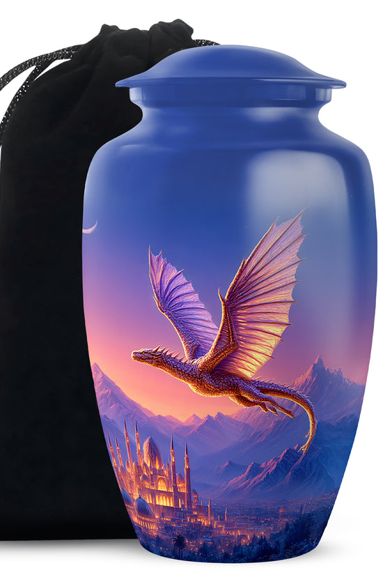 Golden Dragon Cremation Urn - Beautiful Mountain Memorial Urn For Ashes
