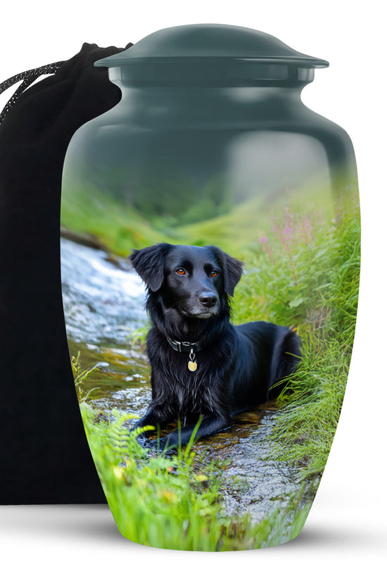 Black Dog Cremation Urn - Beautiful Peaceful Tribute For Loved Ones
