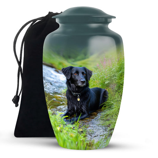 Black Dog Cremation Urn - Beautiful Peaceful Tribute For Loved Ones