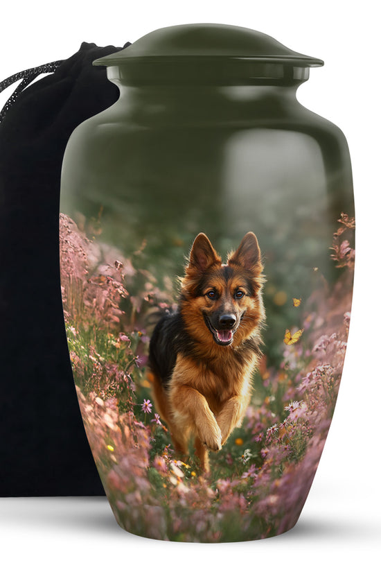 German Shephard Themed Burial Urn - Beautiful Urns For Pet Ashes
