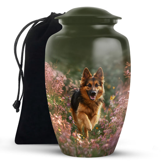 German Shephard Themed Burial Urn - Beautiful Urns For Pet Ashes