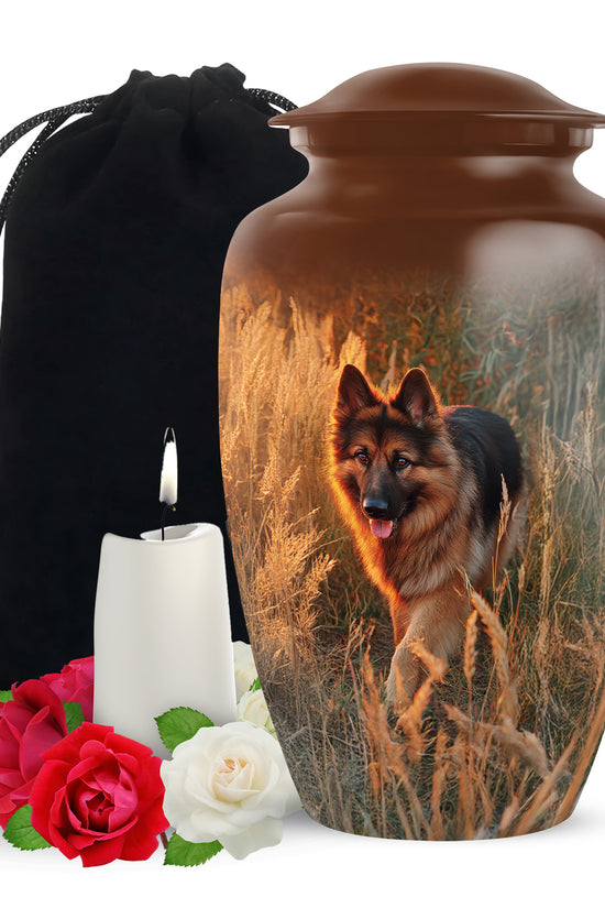 Peaceful Sunset Dog Memorial Urn - German Shepherd Funeral Urn For Ashes