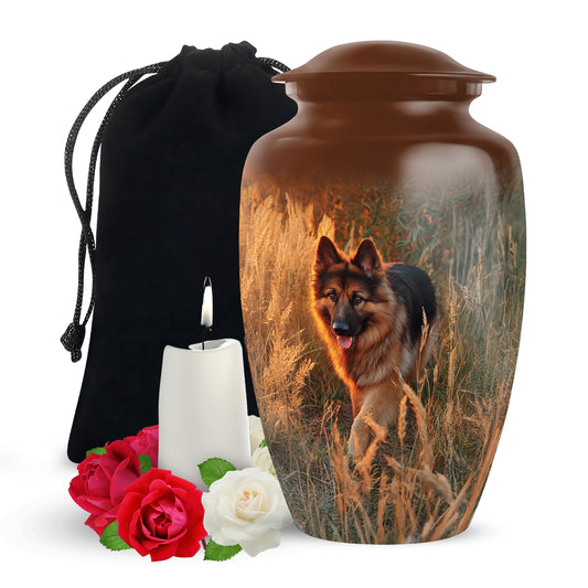 Peaceful Sunset Dog Memorial Urn - German Shepherd Funeral Urn For Ashes