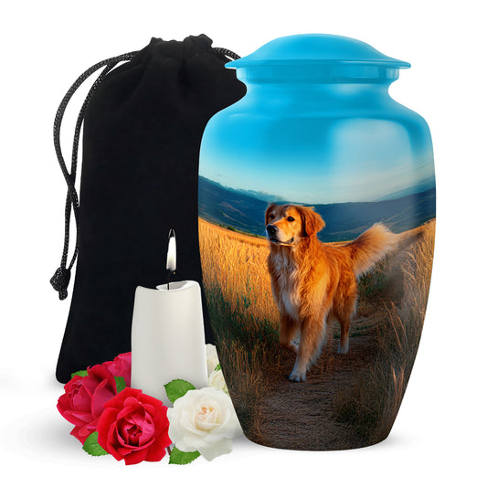 Golden Retriever Cremation Urn For Burial - Goldenfield Funeral Ashes Urn For Pet