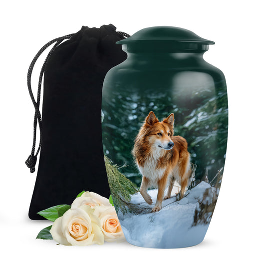 Brown Dog Urn For Cremated Ashes - Snowy Mountain Urns For Pet