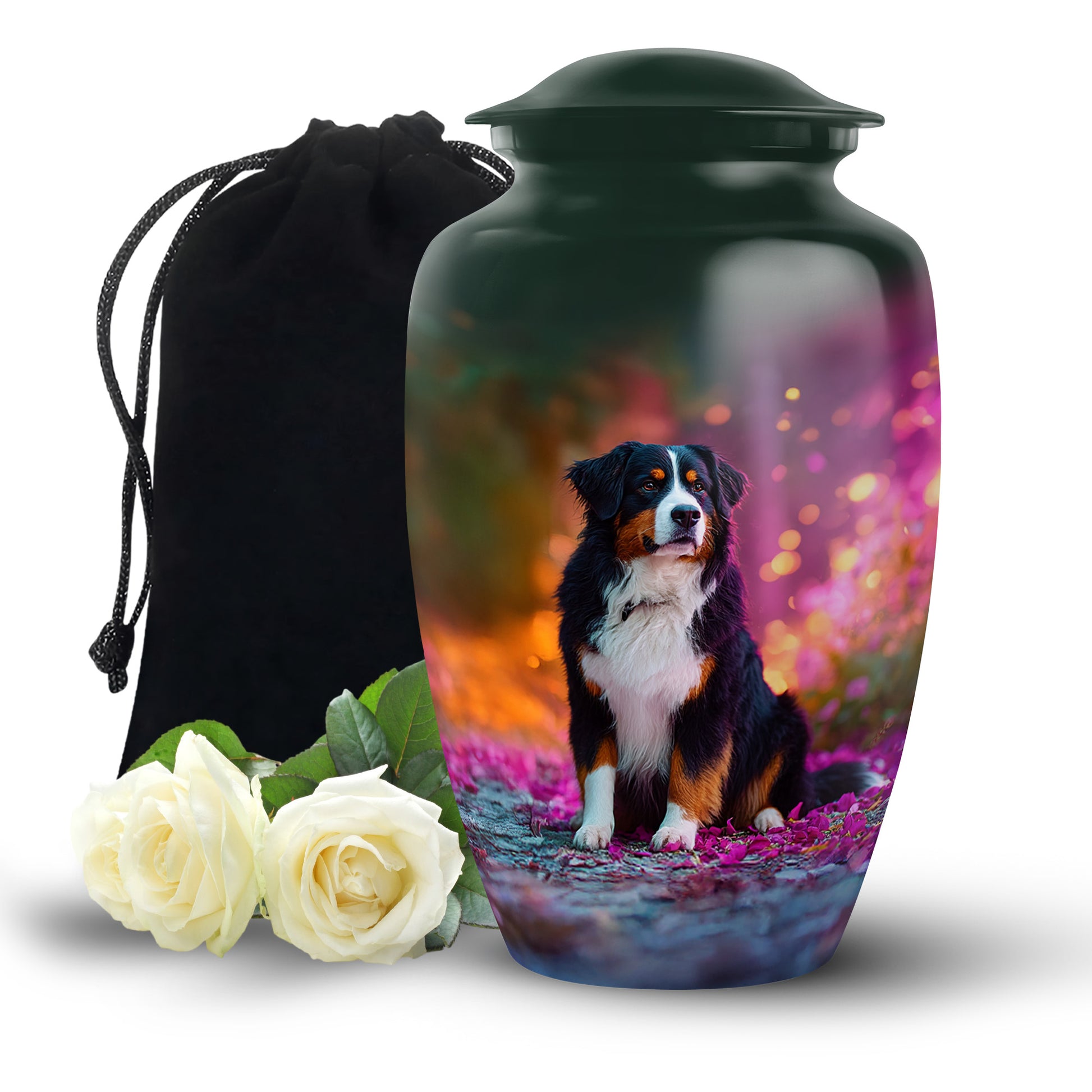 Bernese Mountain Dog Themed Urn - Personalized Pet Urns For Ashes