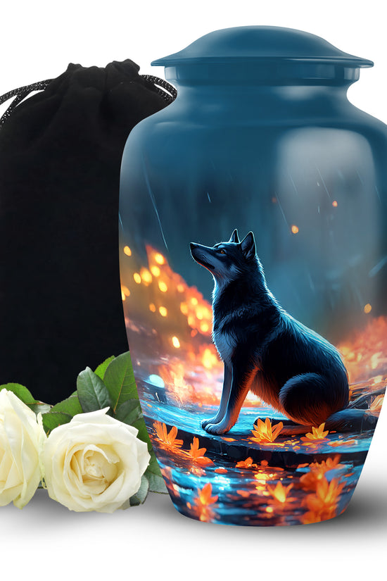 Dog in Rain Scenic Urns - Handracfted Personalized Urns For Pet Ashes