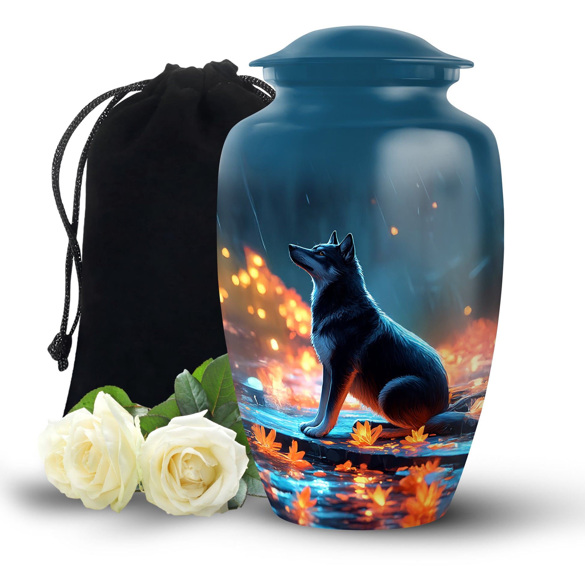 Dog in Rain Scenic Urns - Handracfted Personalized Urns For Pet Ashes