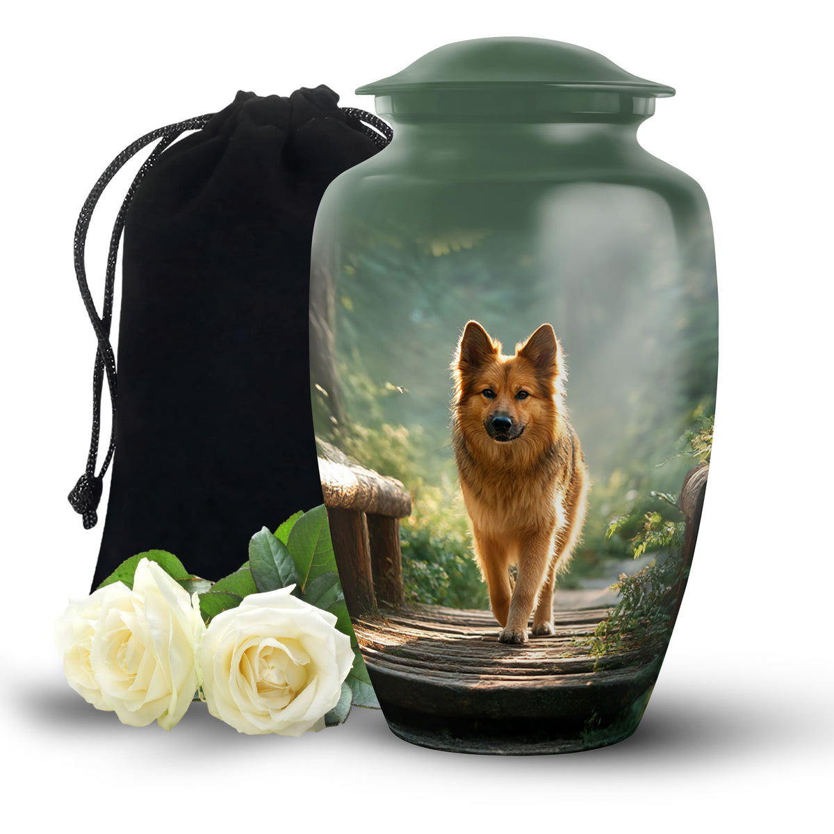 Golden Pet Dog Funeral Urn - Forest Memorial Urn For Pet