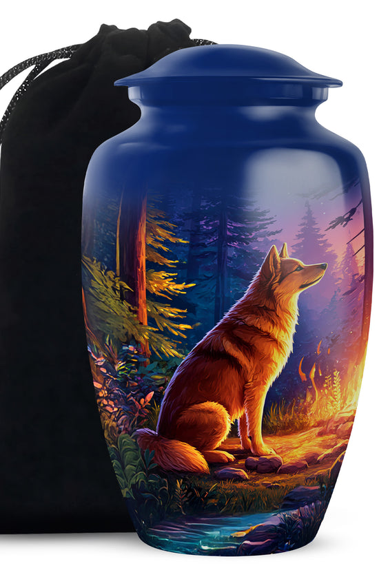 Husky Dog Cremation Urn - Forest Memorial Urn For Pet Ashes