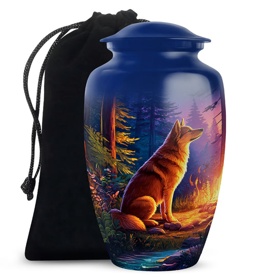 Husky Dog Cremation Urn - Forest Memorial Urn For Pet Ashes